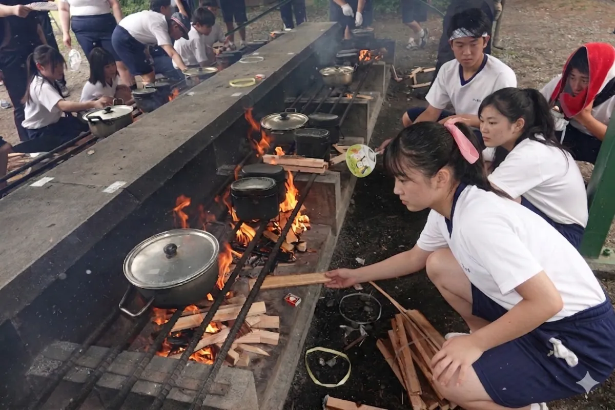 夏期研修での野外炊事