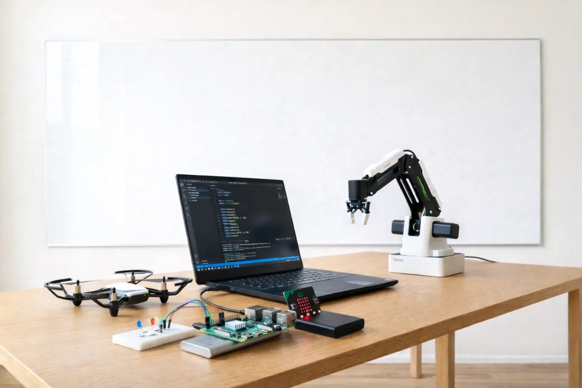 ドローンやロボットアームを使ったプログラミング教材