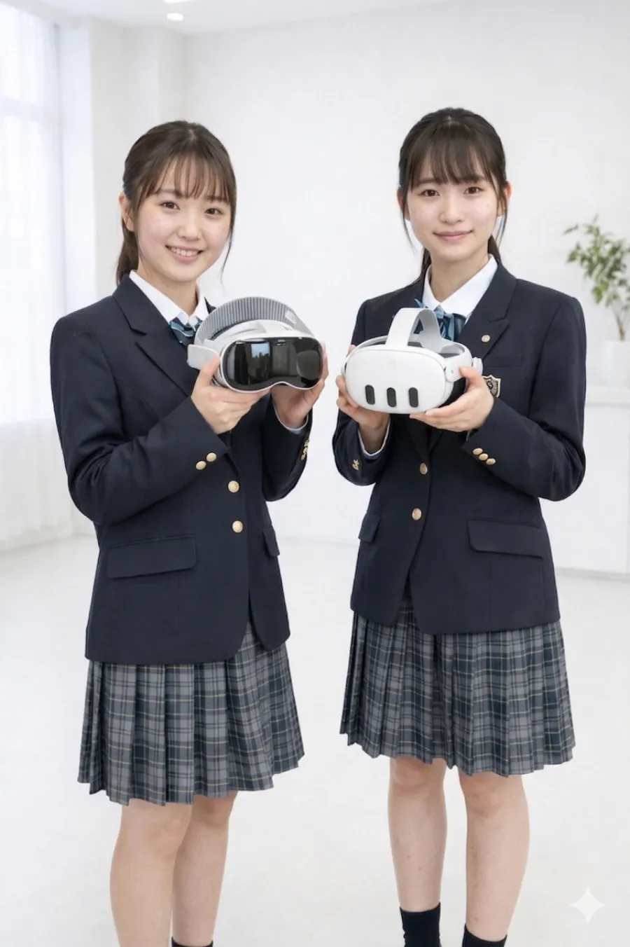 VRゴーグルを装着して学ぶ生徒